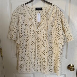 Lane Bryant Ivory Eyelet Blouse
